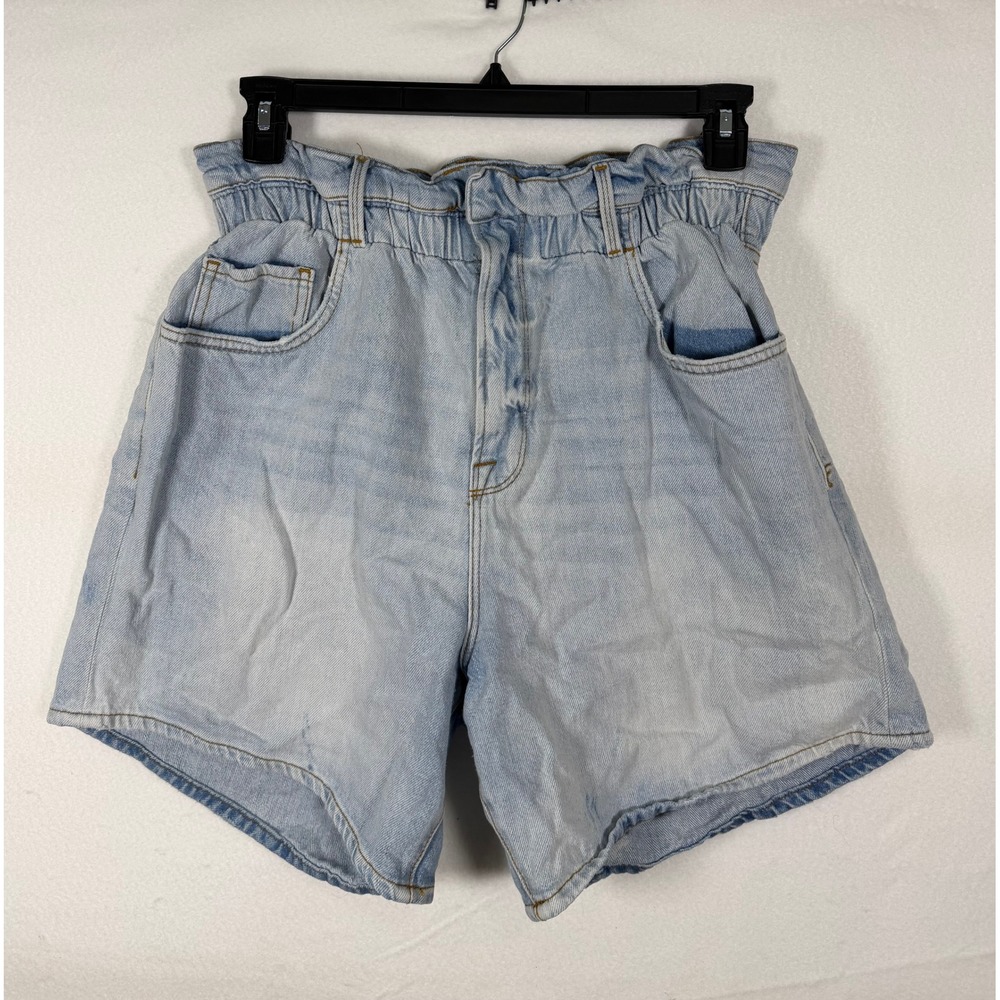 Frame Denim Light Blue Paperbag Style Shorts Elastic Waist